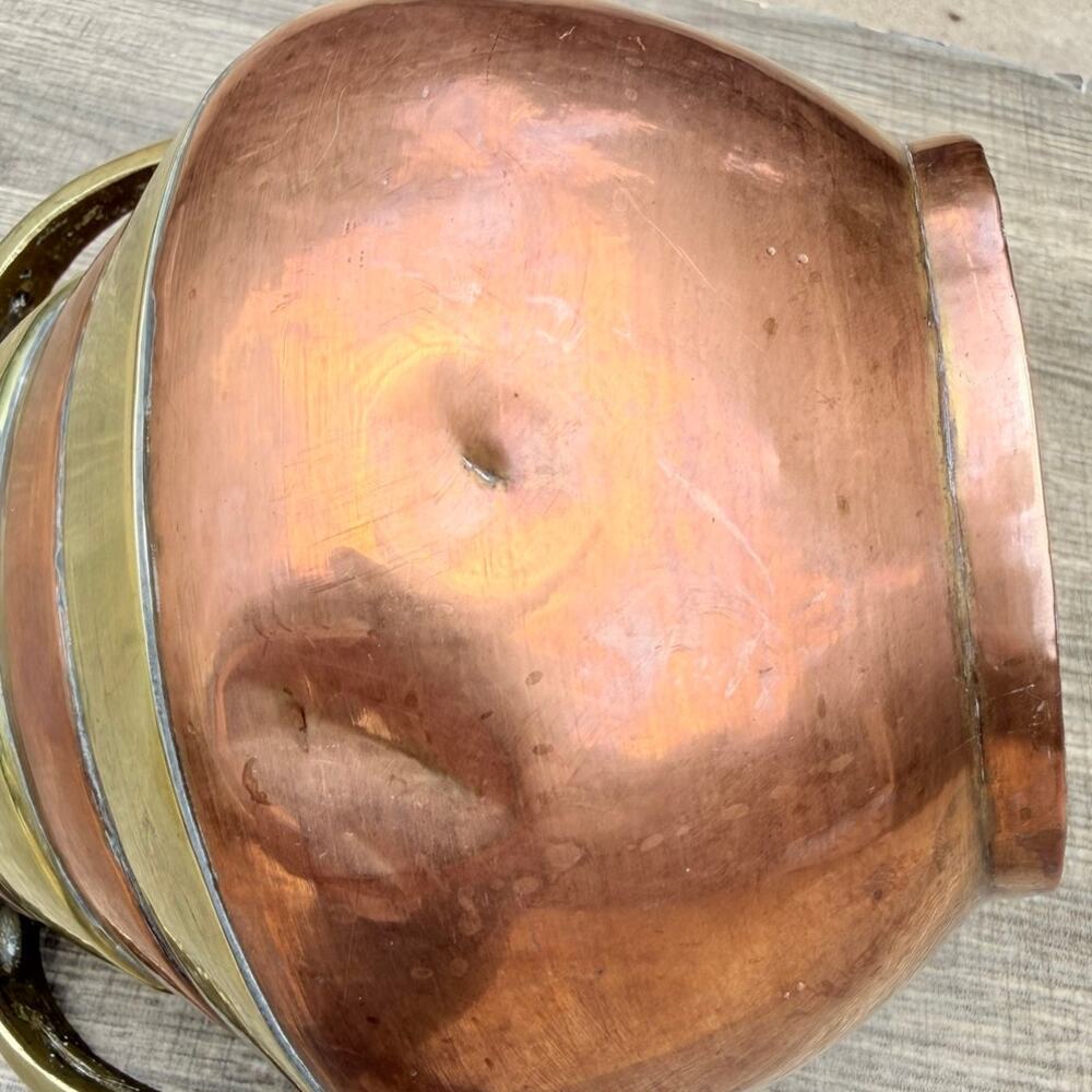 Vintage Hand Hammered Copper Brass Two Handle Vase Jardiniere 7" Made in China - Picture 7 of 7